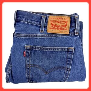 Levi's 505 Regular Fit Jeans Men 38x29 Blue Cotton‎ Denim Medium Wash Straight